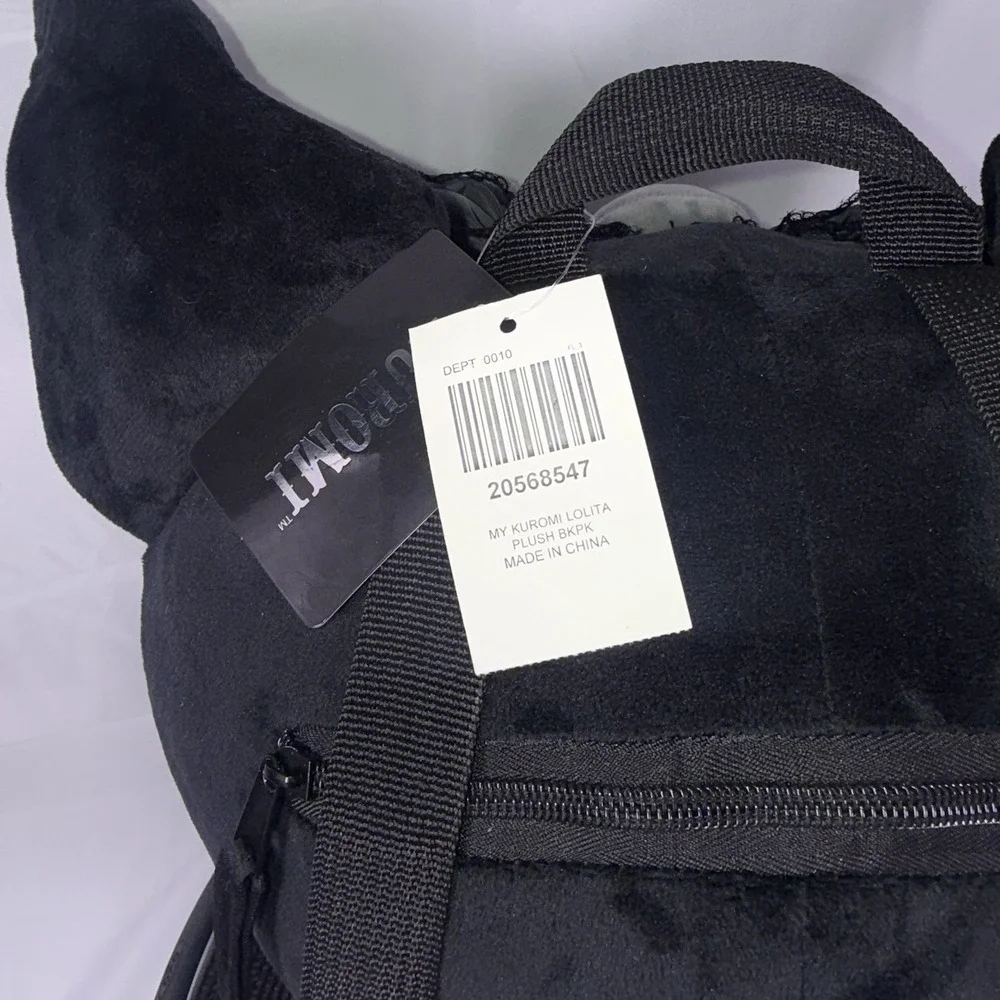 Kuromi NWT Hot Topic Bioworld Sanrio Lolita Black Plush Backpack Bag 16